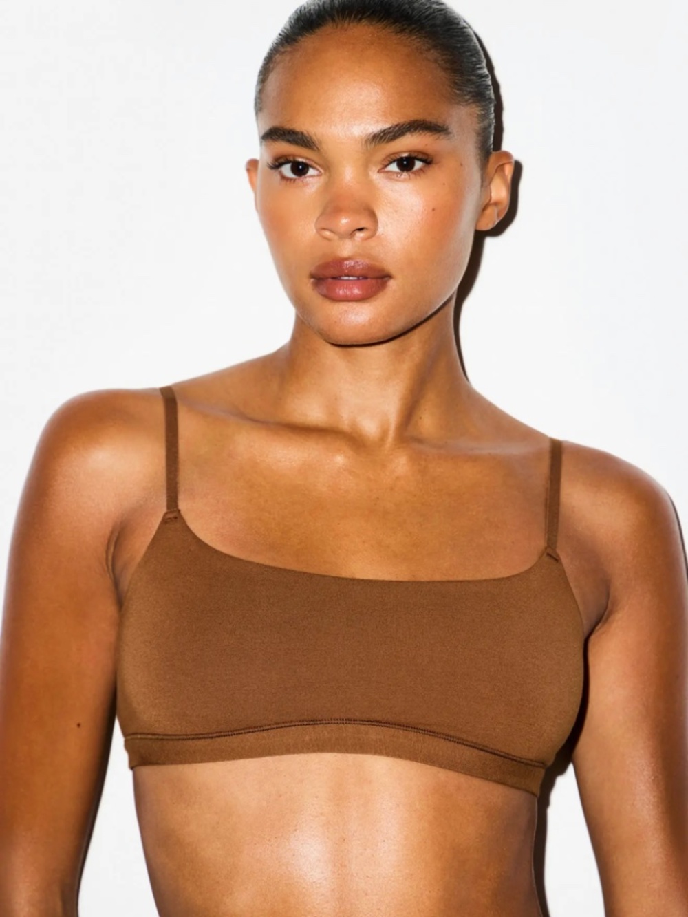 Skims Chai Cotton Jersey Scoop Bralette; Like New, Size Large